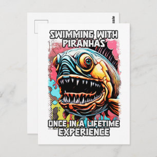 Funny Piranha Saying Hilarious Swimming Joke Quote Postcard