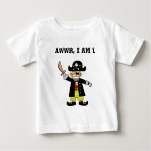 Funny Pirate Birthday Age 1 Design   Baby T-Shirt