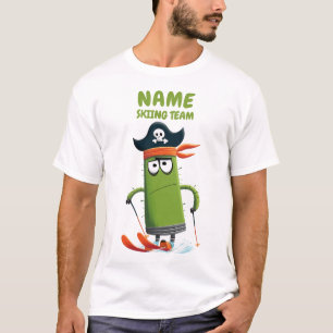 Funny Pirate Cactus Skiing Team Customisable T-Shirt