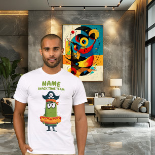 Funny Pirate Cactus Snack Time Team   Customizable T-Shirt