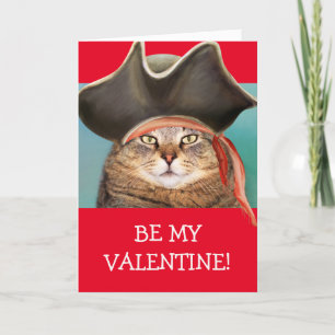 Funny Pirate Cat Valentine's Day Holiday Card