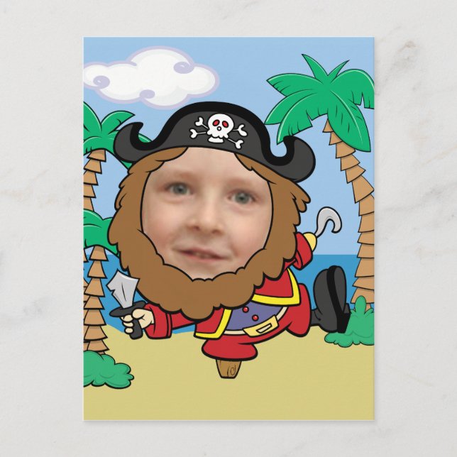 Funny Pirate Cut Out Face Template Postcard (Front)