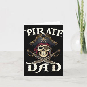 Funny pirate dad skull family matching costume card