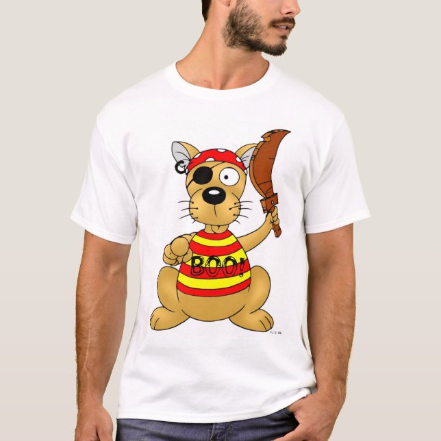 Funny Pirate Dog with Toy Sword T-Shirt (Front)
