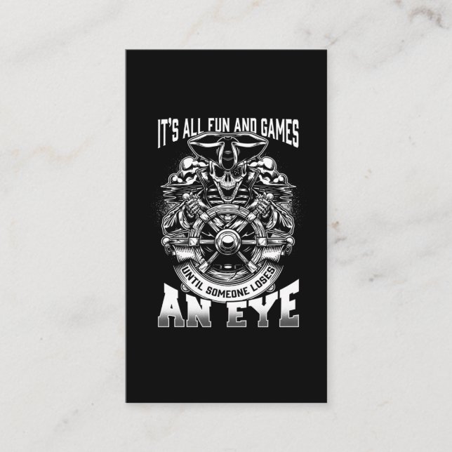 Funny Pirate Humor Bones Skull Eye Captain Business Card (Front)