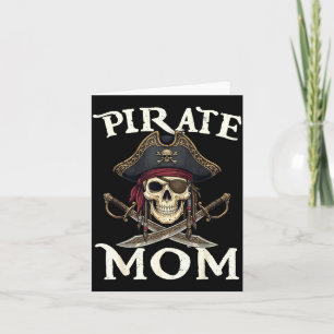 Funny pirate mum skull family matching costume card