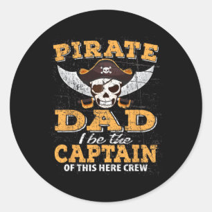 Funny Pirate Night Dad Cruise Family Vacation Part Classic Round Sticker