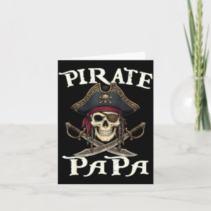 Funny pirate papa skull family matching costume card