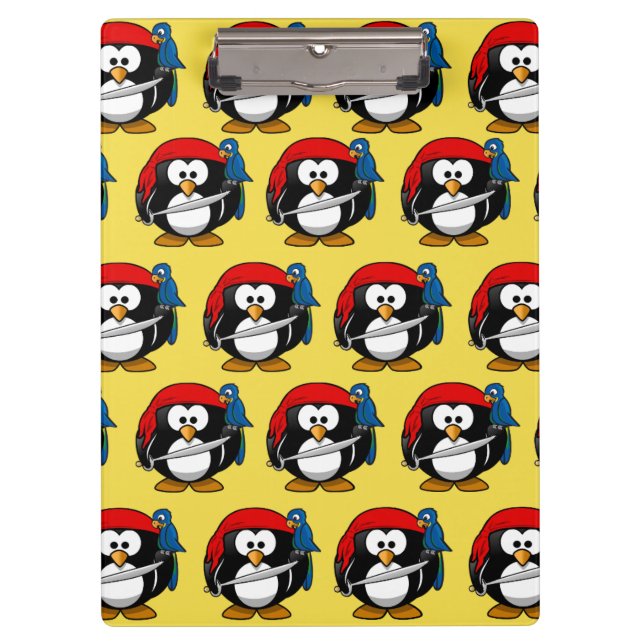 Funny Pirate Pinguin Clipboard (Front)