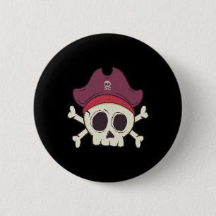 Funny Pirate Skull Cartoon Halloween 6 Cm Round Badge
