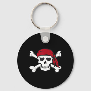 Funny Pirate Skull Crossbones Halloween Costume Key Ring