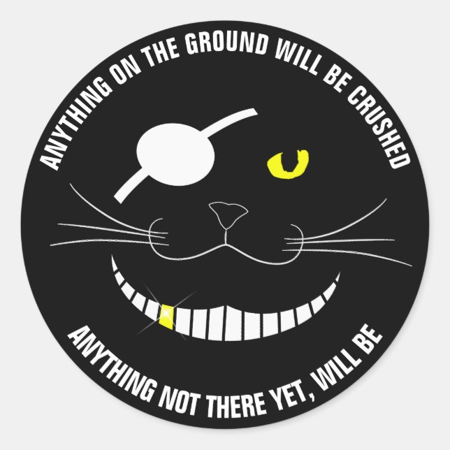 Funny Pirate Smiling Cat With An Eye Patch Classic Round Sticker (Front)