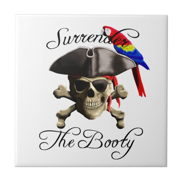 Funny Pirate Surrender The Booty Tile (Front)