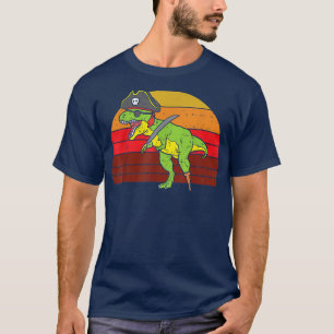 Funny Pirate T-rex Dinosaur Dino Retro Halloween 2 T-Shirt
