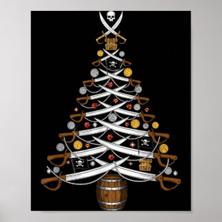 Funny Pirate Xmas Tree Poster