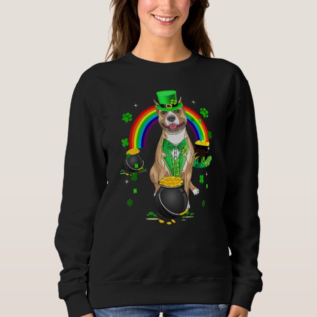 Funny Pit Bull Leprechaun Shamrock St Patrick's Da Sweatshirt (Front)