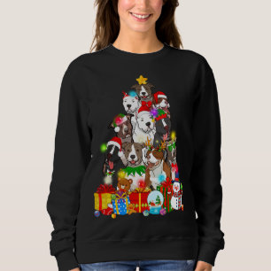 Funny Pitbull Dog Christmas Tree Lights Puppy Dog Sweatshirt