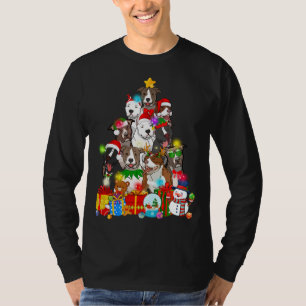 Funny Pitbull Dog Christmas Tree Lights Puppy Dog  T-Shirt