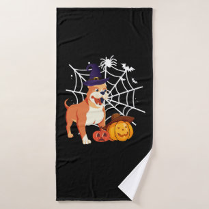 Funny Pitbull Dog Halloween Costume Bath Towel