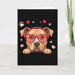 Funny Pitbull Dog Heart Headnd Valentine Womens Me Card