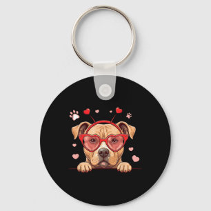 Funny Pitbull Dog Heart Headnd Valentine Womens Me Key Ring