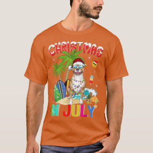 Funny Pitbull Dog in Santa Hat Sunglasses Christma T-Shirt