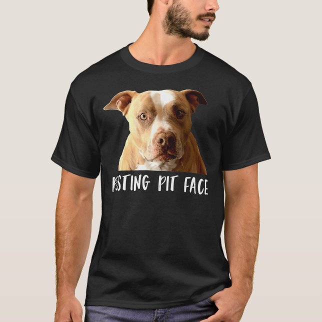 Funny Pitbull Dog Resting Pit Face T-Shirt (Front)