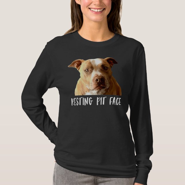 Funny Pitbull Dog Resting Pit Face T-Shirt (Front)
