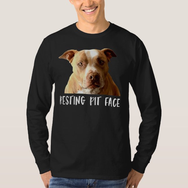 Funny Pitbull Dog Resting Pit Face T-Shirt (Front)