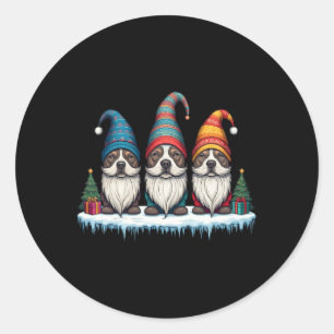 Funny Pitbull Gnomies Christmas Gnome Womens Mens  Classic Round Sticker