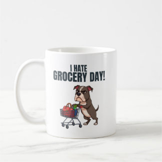 Funny Pitbull Grocery Shopping Cartoon Coffee Mug