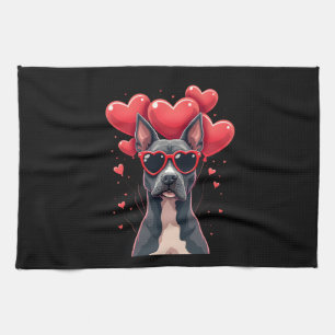 Funny Pitbull Heart Valentines Day Dog Dad Mom Gif Tea Towel