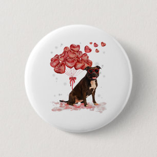 Funny Pitbull Heart Valentines Day Dog Dad Mum Gif 6 Cm Round Badge
