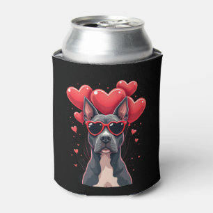 Funny Pitbull Heart Valentines Day Dog Dad Mum Gif Can Cooler