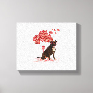 Funny Pitbull Heart Valentines Day Dog Dad Mum Gif Canvas Print