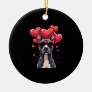 Funny Pitbull Heart Valentines Day Dog Dad Mum Gif Ceramic Tree Decoration