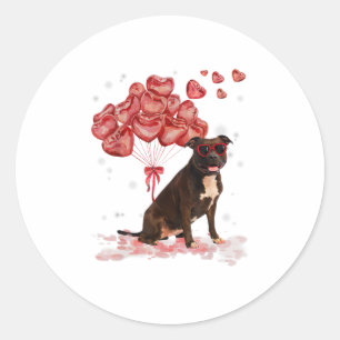 Funny Pitbull Heart Valentines Day Dog Dad Mum Gif Classic Round Sticker