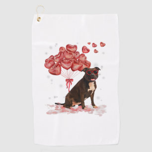 Funny Pitbull Heart Valentines Day Dog Dad Mum Gif Golf Towel