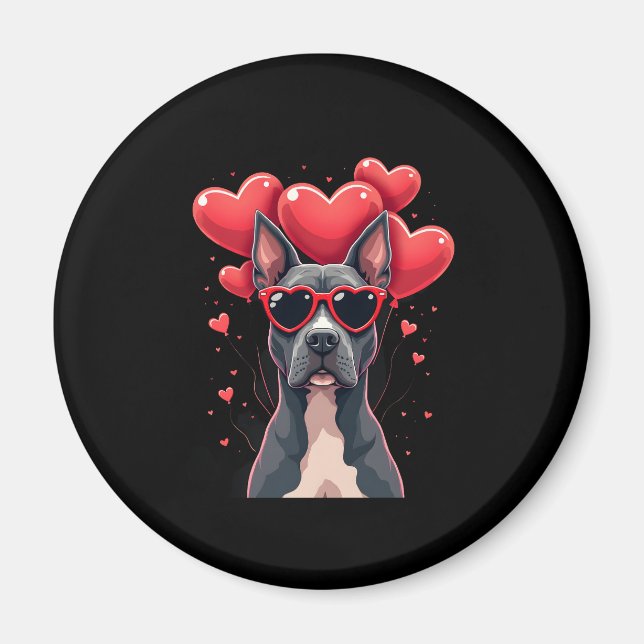 Funny Pitbull Heart Valentines Day Dog Dad Mum Gif Magnet (Front)