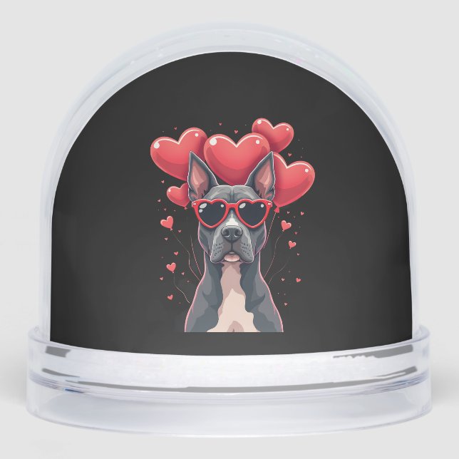 Funny Pitbull Heart Valentines Day Dog Dad Mum Gif Snowglobe (Front)