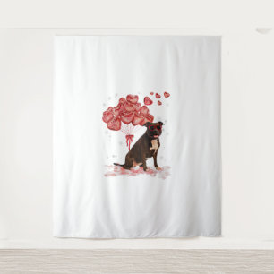 Funny Pitbull Heart Valentines Day Dog Dad Mum Gif Tapestry