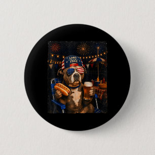 Funny Pitbull Meme Drinking Beer Hotdog 250th 6 Cm Round Badge