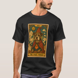 Funny Pitbull Tarot Card The Fart Mage Fun Pit Bul T-Shirt