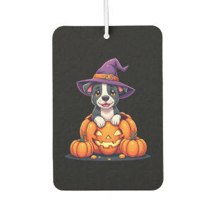 Funny Pitbull Witch Pumpkin Dog Halloween Mens Wom Car Air Freshener