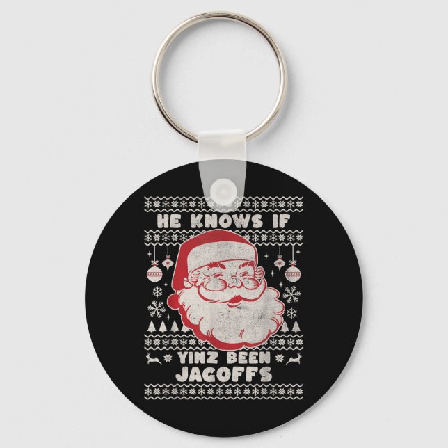 Funny Pittsburgh Christmas Key Ring (Front)