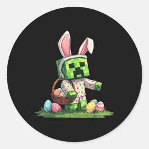 Funny Pixel Bunny Easter Egg Hunt Gamer-inspired D Classic Round Sticker