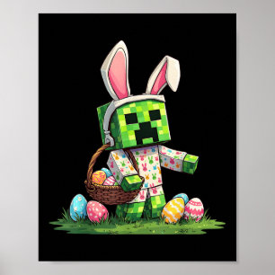 Funny Pixel Bunny Easter Egg Hunt Gamer-inspired D Poster