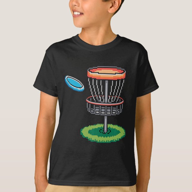 Funny Pixel Disc Golf Tee Player Sket Golfer Golfi (Front)
