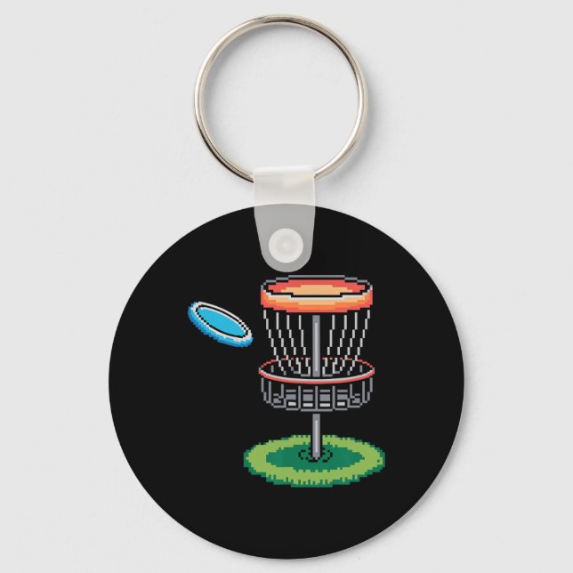 Funny Pixel Disc Golf Tee Player Sket Golfer Golfi Key Ring (Front)