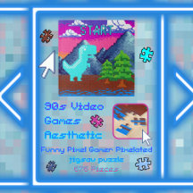 Funny Pixel Gamer Pixelated- Dinosaur Illustration